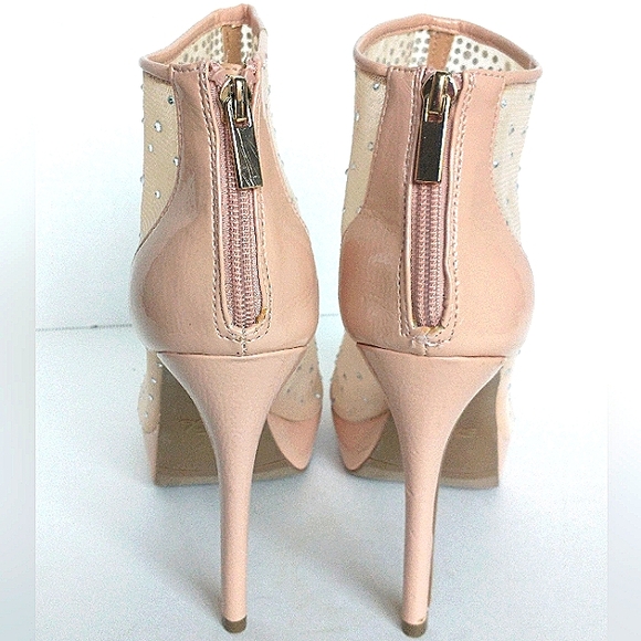 New w/Box Thalia Sodi Desire Nude Mesh Bling Peep-Toe Platform Stilettos Size 10 - Picture 8 of 15